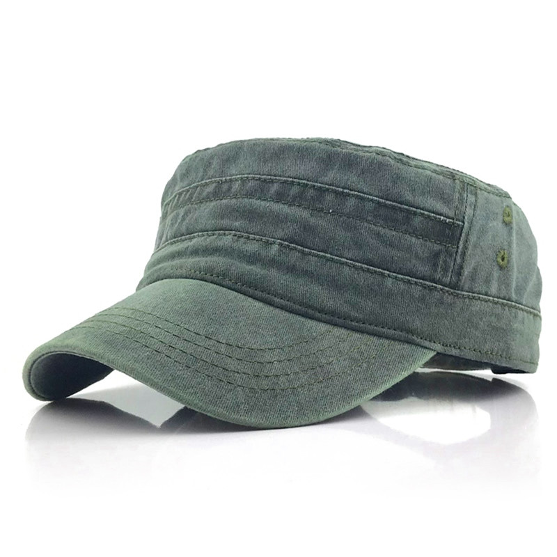 Medvilninė kepurė moterims Vyrams Reguliuojama plokščia kepurė Unisex tvirtos beisbolo kepuraitės Klasikinės paprastos vintažinės kelionės sportinės karinės kariūnų kepurė