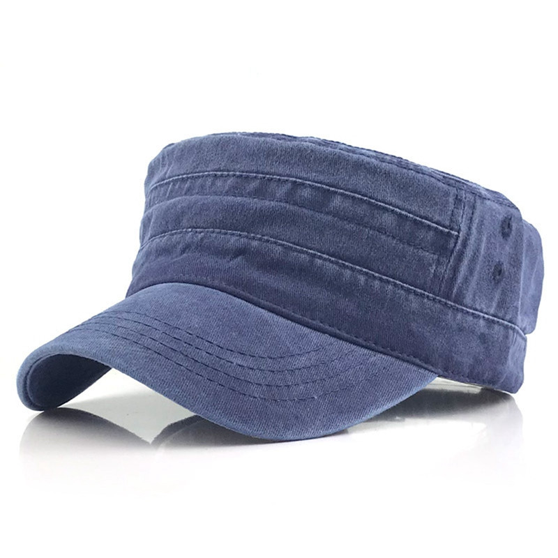 Medvilninė kepurė moterims Vyrams Reguliuojama plokščia kepurė Unisex tvirtos beisbolo kepuraitės Klasikinės paprastos vintažinės kelionės sportinės karinės kariūnų kepurė