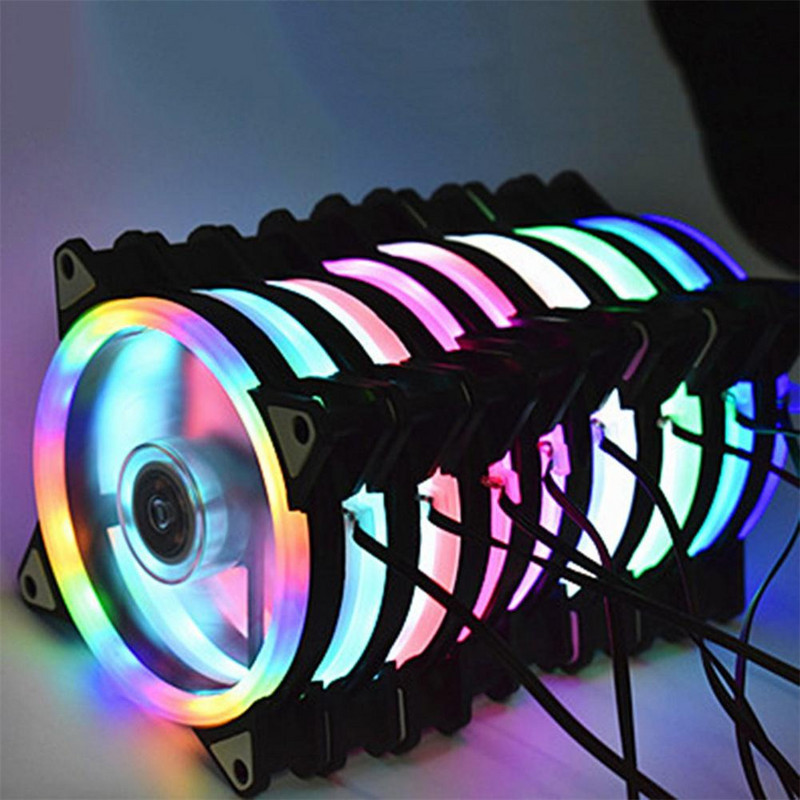 120 mm-es 4 tűs Rgb ház hűtőventilátor Színes kék-piros-fehér folyadékcsapágyas Led hűtőventilátor radiátor hűtőborda