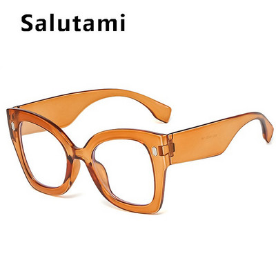 Red Cat Eye Anti-mėlynos spalvos šviesūs akinių rėmeliai moterims Naujas mados prekės ženklas Negabaritinis kompiuteris Kvadratiniai akiniai Moteriški Kniedės