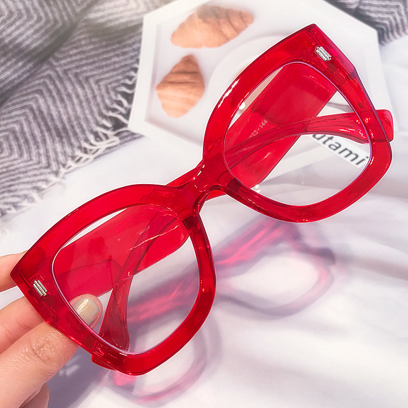 Red Cat Eye Anti-mėlynos spalvos šviesūs akinių rėmeliai moterims Naujas mados prekės ženklas Negabaritinis kompiuteris Kvadratiniai akiniai Moteriški Kniedės