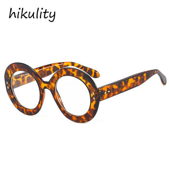 Кръгли нитове Анти-сини светли очила за жени Нова мода Кръг Леопард Оранжеви Прозрачна рамка за компютърни очила Женски нюанси
