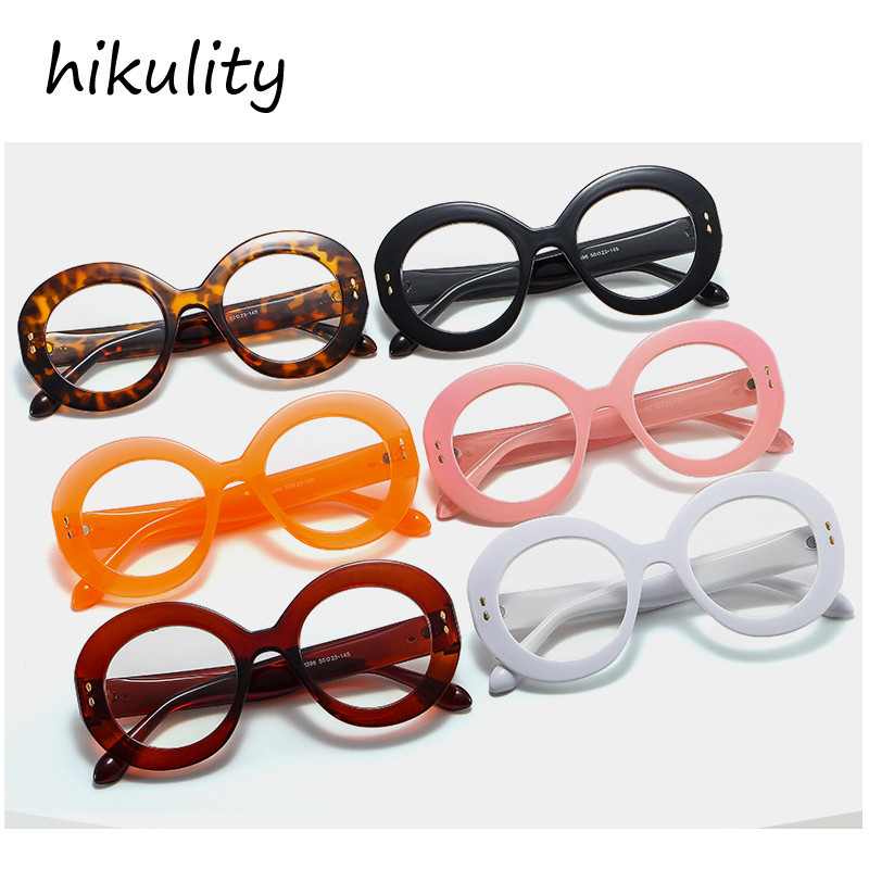Apvalūs Kniedės Anti-mėlyni šviesūs akiniai moterims Nauji mados apskritimai Leopard Oranžiniai Skaidrūs Kompiuterio akinių rėmeliai Moteriški atspalviai