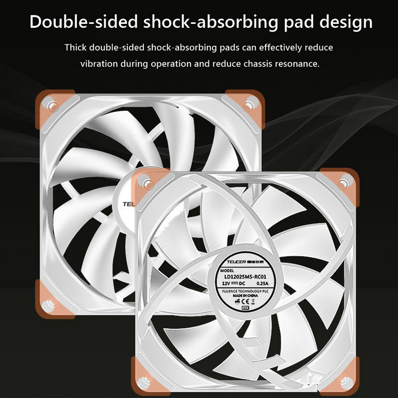 TEUCER 120mm aušinimo ventiliatorius PWM 4Pin 12V aušinimo ventiliatorius temperatūros valdymas CPU aušintuvai Radiatoriai hidraulinis guolis kompiuterio korpusui
