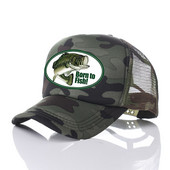 Born To Fish Kerek ovális nyomtatás Hálós Puha Apa Kalapok Big Mounth Bass Fishes Trucker Kalap Felnőtt horgász rajongók Snapback sapka sapka YP032