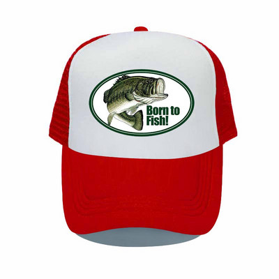 Born To Fish Kerek ovális nyomtatás Hálós Puha Apa Kalapok Big Mounth Bass Fishes Trucker Kalap Felnőtt horgász rajongók Snapback sapka sapka YP032