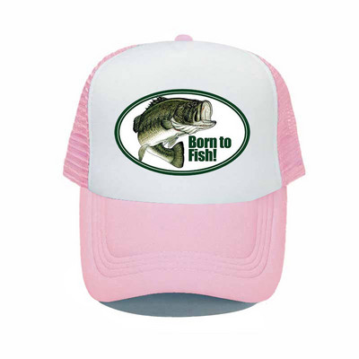 Born To Fish Kerek ovális nyomtatás Hálós Puha Apa Kalapok Big Mounth Bass Fishes Trucker Kalap Felnőtt horgász rajongók Snapback sapka sapka YP032