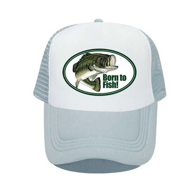 Born To Fish Kerek ovális nyomtatás Hálós Puha Apa Kalapok Big Mounth Bass Fishes Trucker Kalap Felnőtt horgász rajongók Snapback sapka sapka YP032
