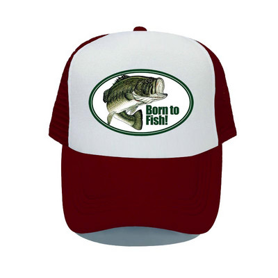 Born To Fish Kerek ovális nyomtatás Hálós Puha Apa Kalapok Big Mounth Bass Fishes Trucker Kalap Felnőtt horgász rajongók Snapback sapka sapka YP032