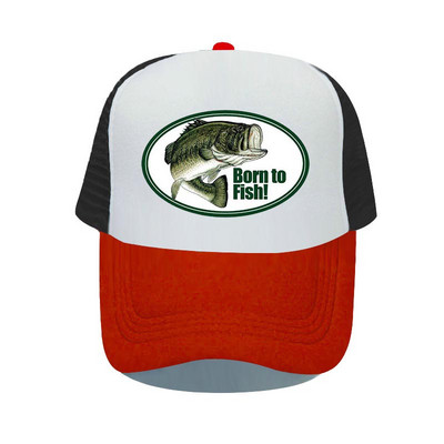 Born To Fish Kerek ovális nyomtatás Hálós Puha Apa Kalapok Big Mounth Bass Fishes Trucker Kalap Felnőtt horgász rajongók Snapback sapka sapka YP032