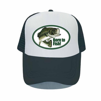 Born To Fish Kerek ovális nyomtatás Hálós Puha Apa Kalapok Big Mounth Bass Fishes Trucker Kalap Felnőtt horgász rajongók Snapback sapka sapka YP032