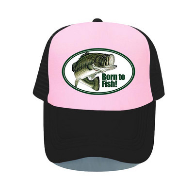 Born To Fish Kerek ovális nyomtatás Hálós Puha Apa Kalapok Big Mounth Bass Fishes Trucker Kalap Felnőtt horgász rajongók Snapback sapka sapka YP032