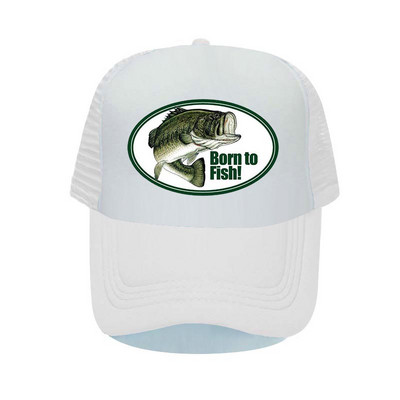 Born To Fish Kerek ovális nyomtatás Hálós Puha Apa Kalapok Big Mounth Bass Fishes Trucker Kalap Felnőtt horgász rajongók Snapback sapka sapka YP032