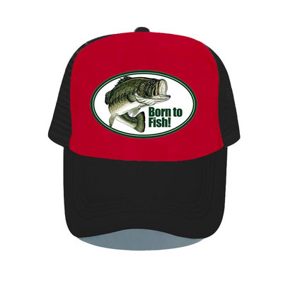 Born To Fish Kerek ovális nyomtatás Hálós Puha Apa Kalapok Big Mounth Bass Fishes Trucker Kalap Felnőtt horgász rajongók Snapback sapka sapka YP032