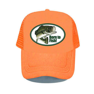 Born To Fish Kerek ovális nyomtatás Hálós Puha Apa Kalapok Big Mounth Bass Fishes Trucker Kalap Felnőtt horgász rajongók Snapback sapka sapka YP032