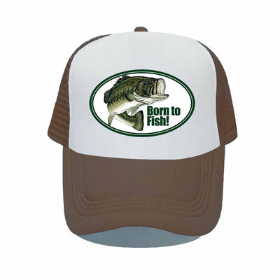 Born To Fish Kerek ovális nyomtatás Hálós Puha Apa Kalapok Big Mounth Bass Fishes Trucker Kalap Felnőtt horgász rajongók Snapback sapka sapka YP032