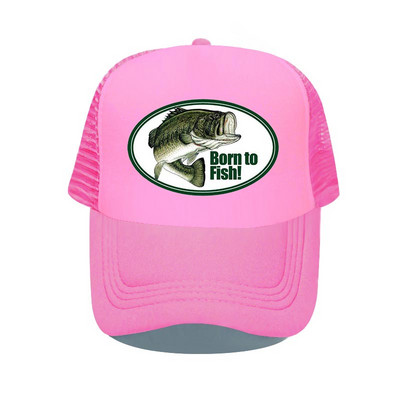 Born To Fish Kerek ovális nyomtatás Hálós Puha Apa Kalapok Big Mounth Bass Fishes Trucker Kalap Felnőtt horgász rajongók Snapback sapka sapka YP032