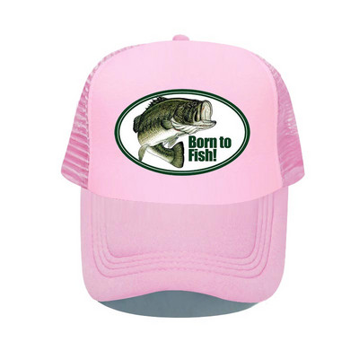 Born To Fish Kerek ovális nyomtatás Hálós Puha Apa Kalapok Big Mounth Bass Fishes Trucker Kalap Felnőtt horgász rajongók Snapback sapka sapka YP032