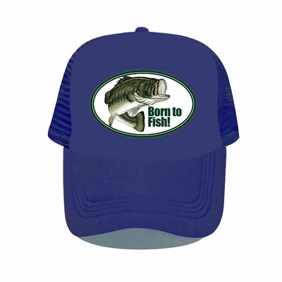 Born To Fish Kerek ovális nyomtatás Hálós Puha Apa Kalapok Big Mounth Bass Fishes Trucker Kalap Felnőtt horgász rajongók Snapback sapka sapka YP032