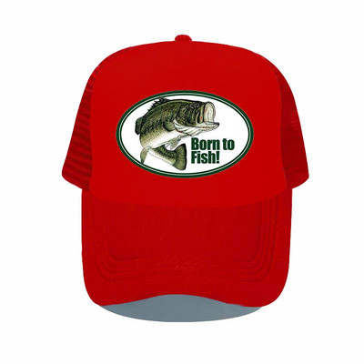 Born To Fish Kerek ovális nyomtatás Hálós Puha Apa Kalapok Big Mounth Bass Fishes Trucker Kalap Felnőtt horgász rajongók Snapback sapka sapka YP032
