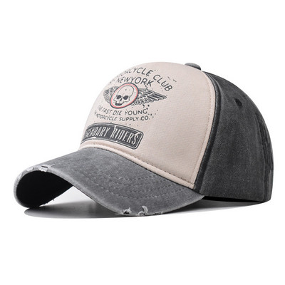 Şapcă de baseball Pălărie de soare Şapcă de baseball din denim spălat în stil retro Aripi de craniu asortate în culori Primăvara toamnă Baseball Hip Hop