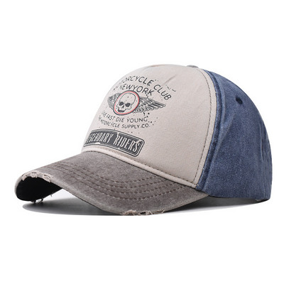 Şapcă de baseball Pălărie de soare Şapcă de baseball din denim spălat în stil retro Aripi de craniu asortate în culori Primăvara toamnă Baseball Hip Hop