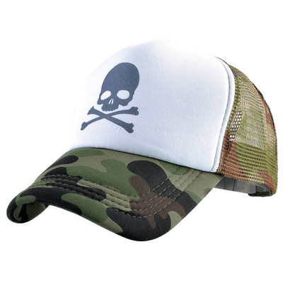 Vyrų Moterų plastikinės kaukolės rašto kamufliažinės beisbolo kepuraitės Vasarinė lauko sportinė apsauga nuo saulės Hip Hop reguliuojamos kepurės P48