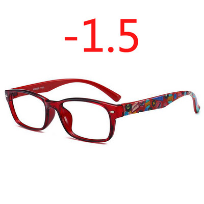 Baigti moterų vyrų trumparegių akinių raštas mėlynas raudonas geltonas rėmelis trumparegystės akiniai -1,0 -1,5 -2,0 -2,5 -3,0 -3,5 -4,0