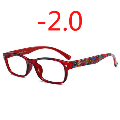 Baigti moterų vyrų trumparegių akinių raštas mėlynas raudonas geltonas rėmelis trumparegystės akiniai -1,0 -1,5 -2,0 -2,5 -3,0 -3,5 -4,0