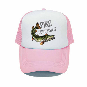 Pike Fish Hunter Καμουφλάζ Καπέλο μπέιζμπολ Pike Just Fish It Ρυθμιζόμενα Καπέλα Ψαρέματος Γυναικείες Άντρες Καπέλο Υπαίθρου Fisherman Trucker YY367