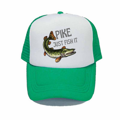 Pike Fish Hunter kamuflaažist pesapallimüts Haug Just Fish It Reguleeritavad kalastusmütsid Naised Mehed Välikalamehe Rekkamüts YY367