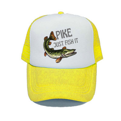 Pike Fish Hunter kamuflaažist pesapallimüts Haug Just Fish It Reguleeritavad kalastusmütsid Naised Mehed Välikalamehe Rekkamüts YY367