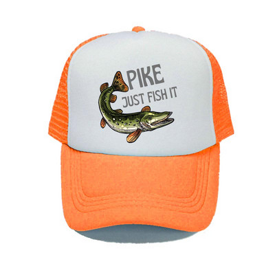 Pike Fish Hunter kamuflaažist pesapallimüts Haug Just Fish It Reguleeritavad kalastusmütsid Naised Mehed Välikalamehe Rekkamüts YY367