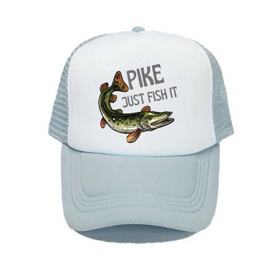 Pike Fish Hunter kamuflaažist pesapallimüts Haug Just Fish It Reguleeritavad kalastusmütsid Naised Mehed Välikalamehe Rekkamüts YY367