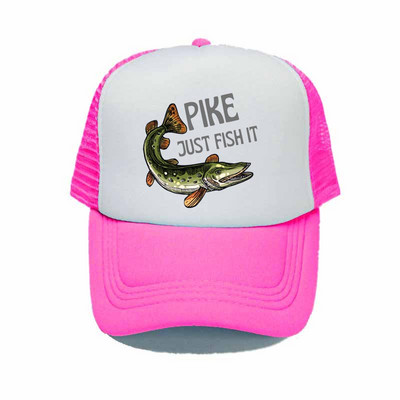 Pike Fish Hunter kamuflaažist pesapallimüts Haug Just Fish It Reguleeritavad kalastusmütsid Naised Mehed Välikalamehe Rekkamüts YY367