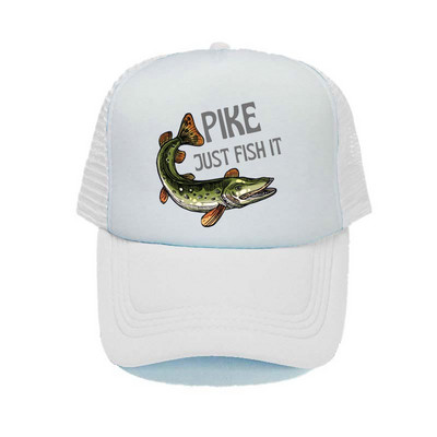 Pike Fish Hunter kamuflaažist pesapallimüts Haug Just Fish It Reguleeritavad kalastusmütsid Naised Mehed Välikalamehe Rekkamüts YY367