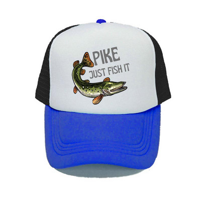 Pike Fish Hunter kamuflaažist pesapallimüts Haug Just Fish It Reguleeritavad kalastusmütsid Naised Mehed Välikalamehe Rekkamüts YY367