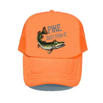 Pike Fish Hunter kamuflaažist pesapallimüts Haug Just Fish It Reguleeritavad kalastusmütsid Naised Mehed Välikalamehe Rekkamüts YY367