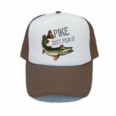 Pike Fish Hunter kamuflaažist pesapallimüts Haug Just Fish It Reguleeritavad kalastusmütsid Naised Mehed Välikalamehe Rekkamüts YY367