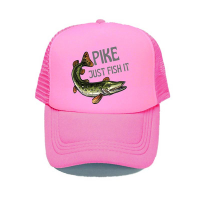 Pike Fish Hunter kamuflaažist pesapallimüts Haug Just Fish It Reguleeritavad kalastusmütsid Naised Mehed Välikalamehe Rekkamüts YY367