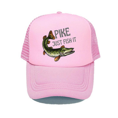 Pike Fish Hunter kamuflaažist pesapallimüts Haug Just Fish It Reguleeritavad kalastusmütsid Naised Mehed Välikalamehe Rekkamüts YY367