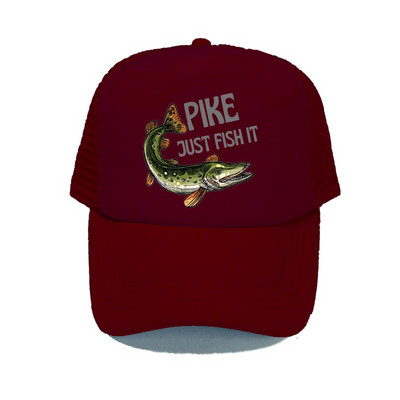 Pike Fish Hunter kamuflaažist pesapallimüts Haug Just Fish It Reguleeritavad kalastusmütsid Naised Mehed Välikalamehe Rekkamüts YY367