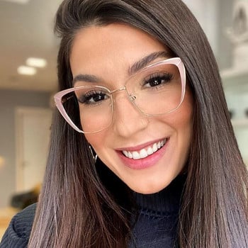2022 Нови модни метални котешко око Оптични анти-сини очила Дамски ретро компютърни очила Женски очила Oculos Feminino