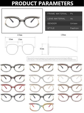2023 Ins Rainbow Crystal Frame Модни ретро кръгли анти-Blu-Ray женски очила Ретро големи рамки Аксесоари за очила