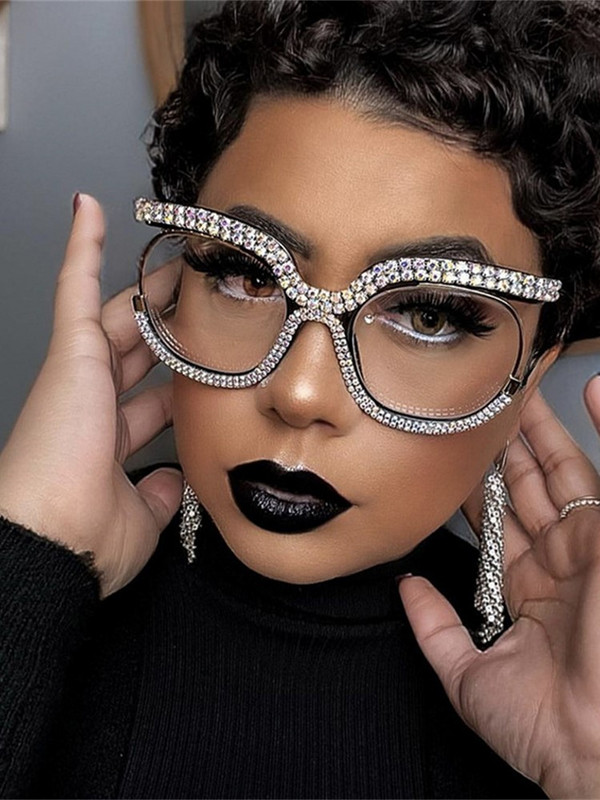 2023 Ins Rainbow Crystal okvir Modni retro okrugli Anti-Blu-Ray ženske naočale Vintage preveliki okviri Dodaci za naočale