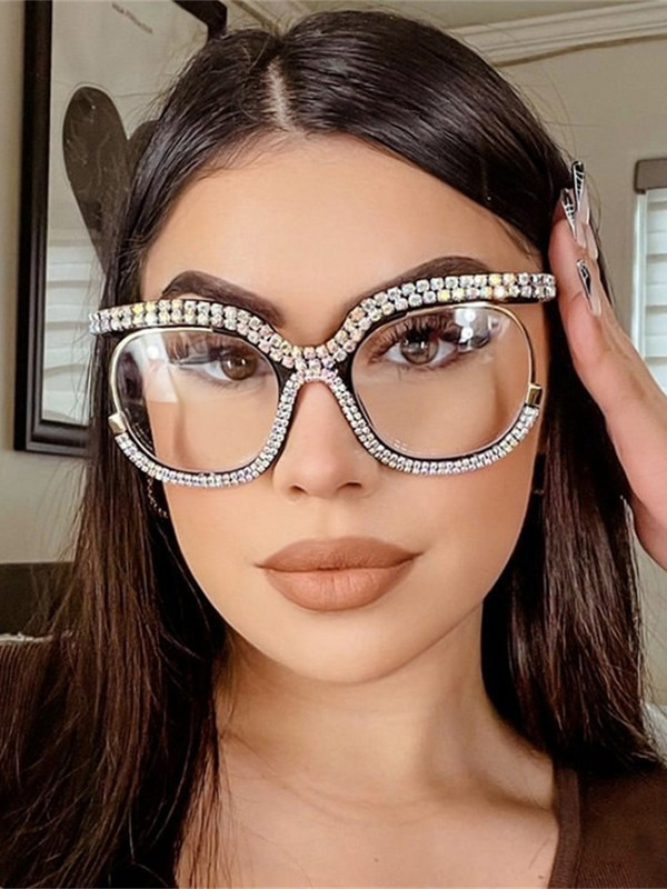 2023 Ins Rainbow Crystal okvir Modni retro okrugli Anti-Blu-Ray ženske naočale Vintage preveliki okviri Dodaci za naočale