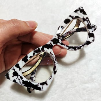 2022 Нова мода Големи котешки очила Анти-сини очила Дамски реколта Уникални мраморни рамки Очила Женски леопардови очила Oculos