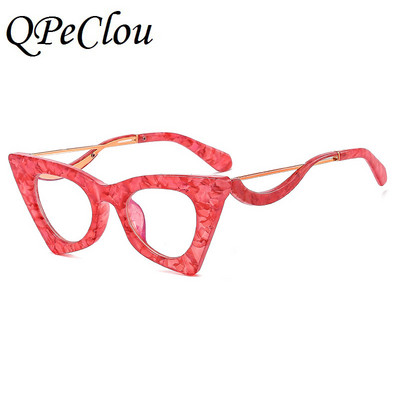 2022 m. Nauja madinga Big Cat Eye Anti-mėlyni akiniai moteriški vintažiniai unikalūs marmurinio rėmelio akiniai moteriški leopardo akiniai, akiniai
