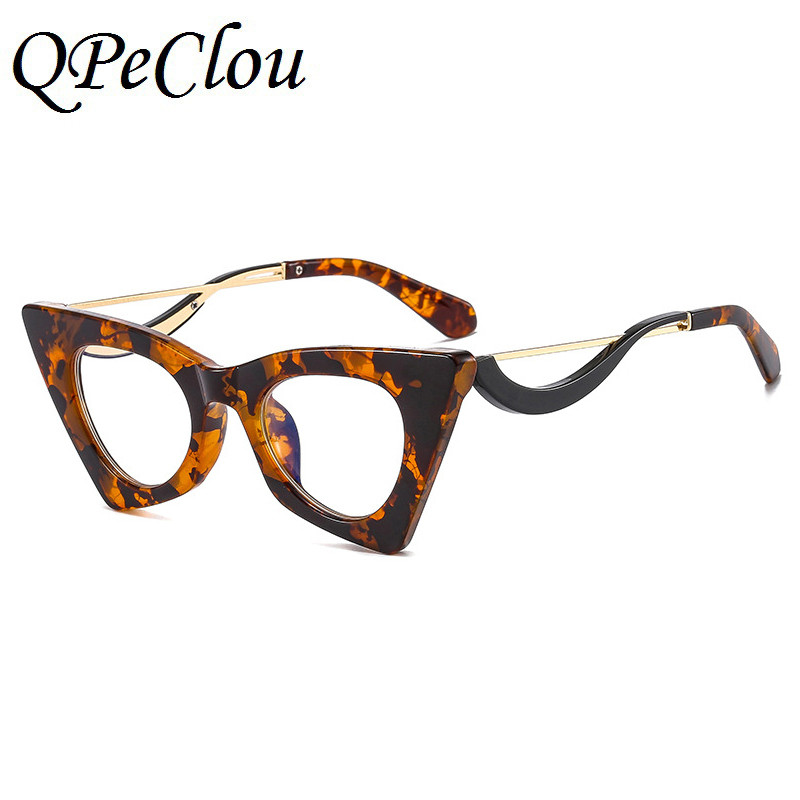2022 m. Nauja madinga Big Cat Eye Anti-mėlyni akiniai moteriški vintažiniai unikalūs marmurinio rėmelio akiniai moteriški leopardo akiniai, akiniai