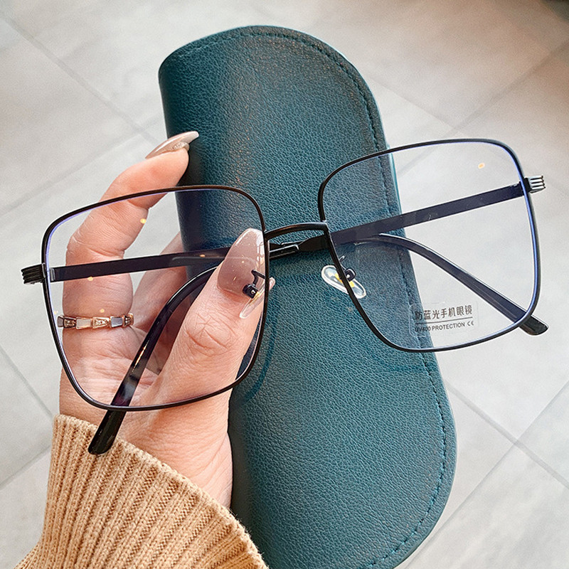 2022-es új divat rózsa arany négyzet antikék világos szemüvegkeret női vintage ötvözet túlméretezett számítógépes szemüveg fekete kék